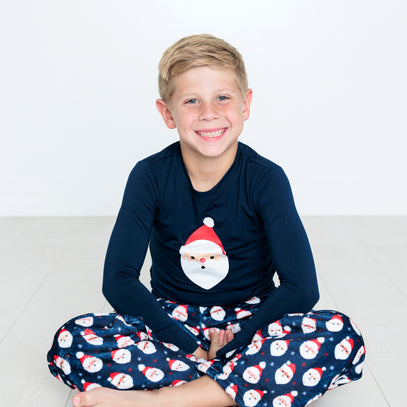 Long Sleeve Screen Tee - Navy Santa