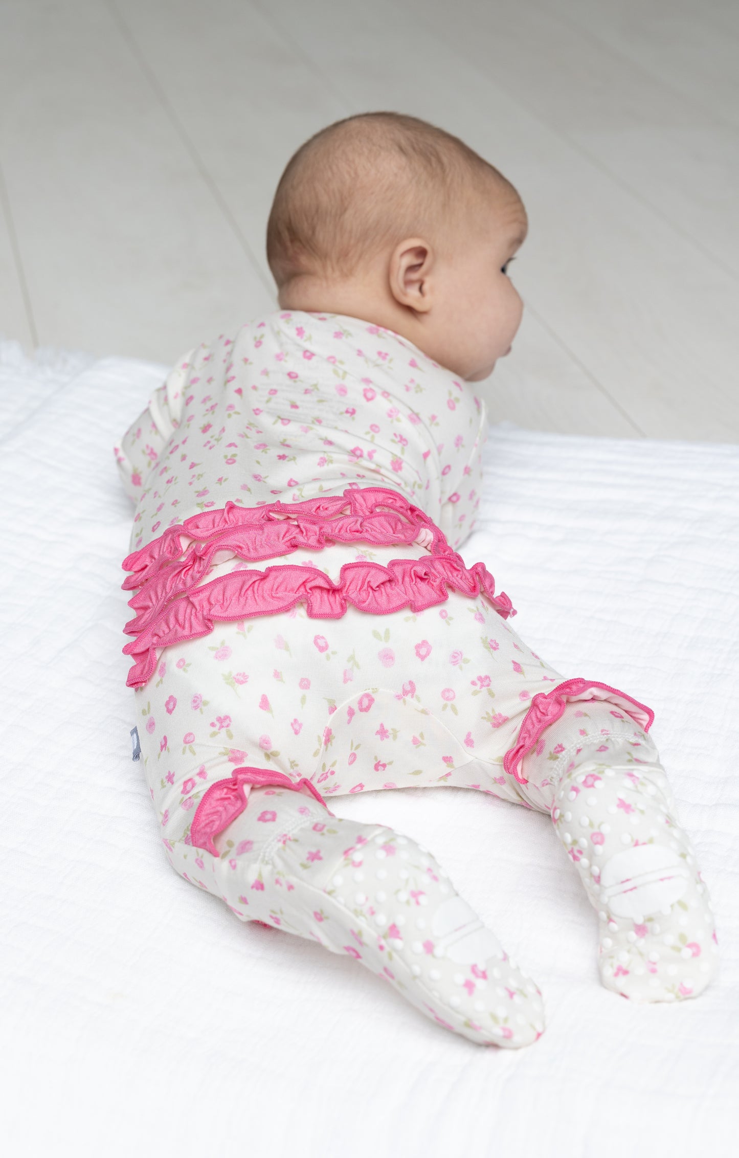 Rosebud Floral Ruffle Footie