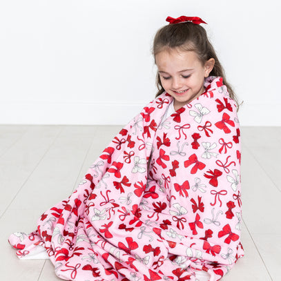 Plush Blanket-Red Bows