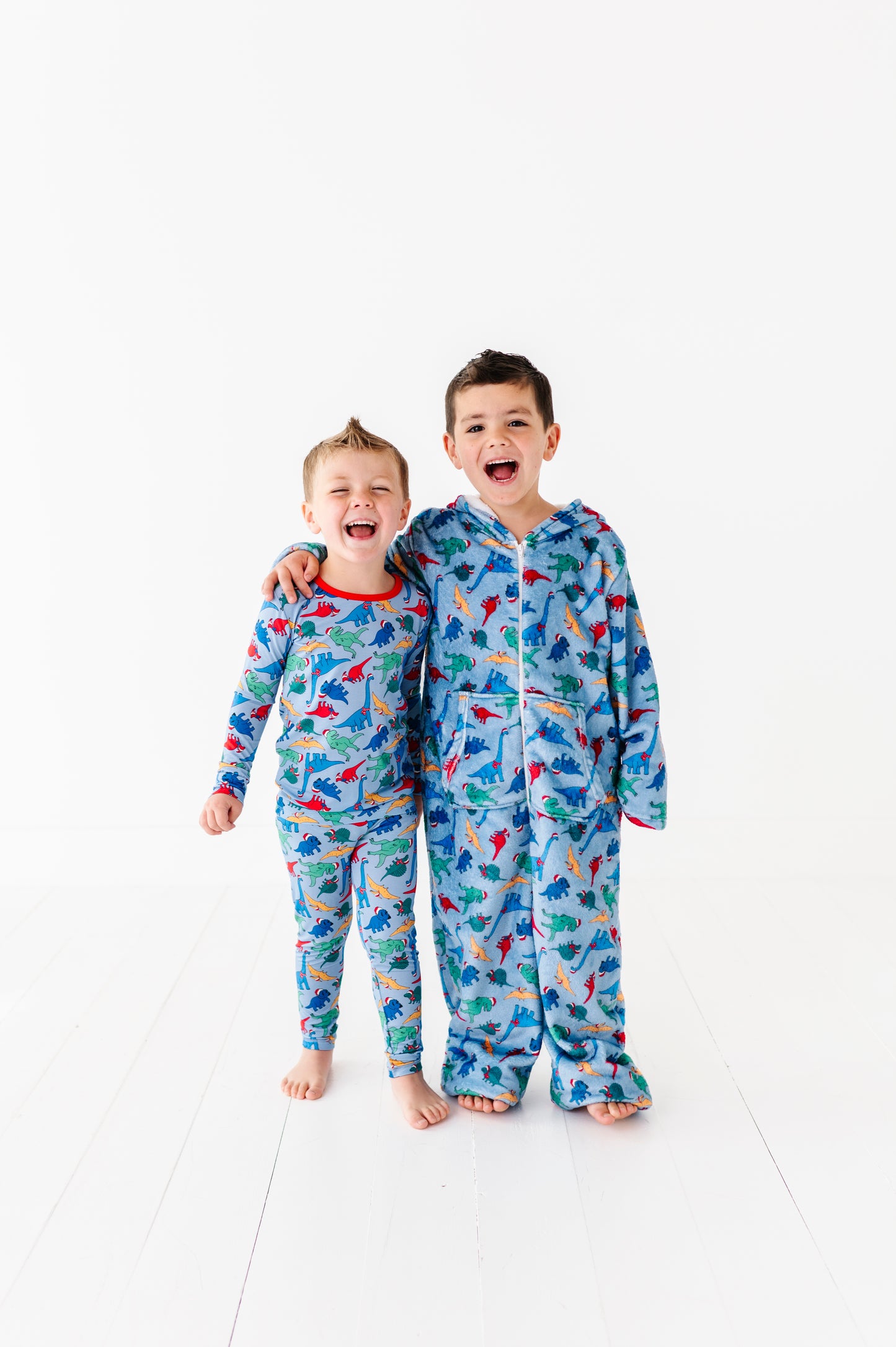 Plush Long Sleeve Onesie -Festive Dinos