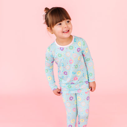 Turquoise Donuts Long Sleeve Jammies Set