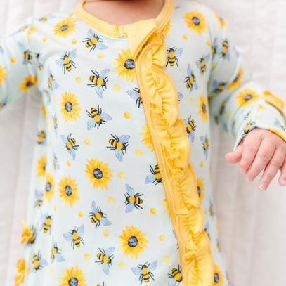 Honey Bees Ruffle Footie