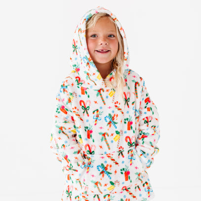 Plush Oversized Hoody - Candy Canes