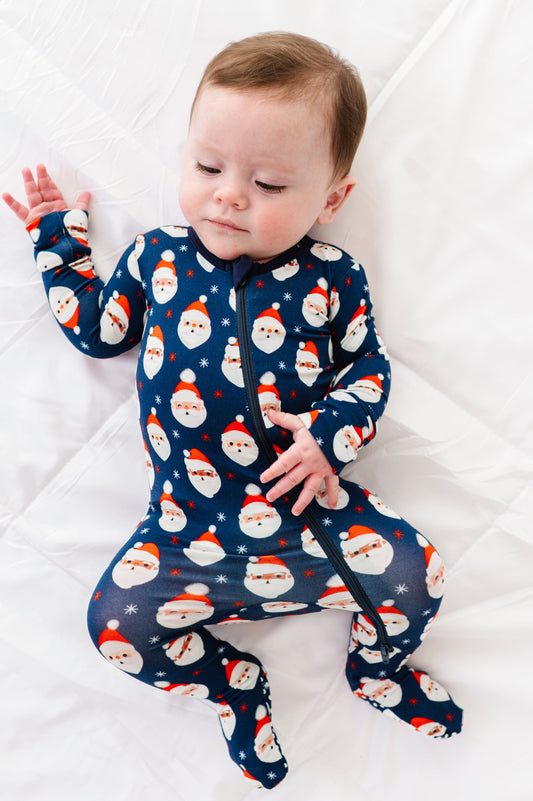 Vintage Santa Footsie-Navy