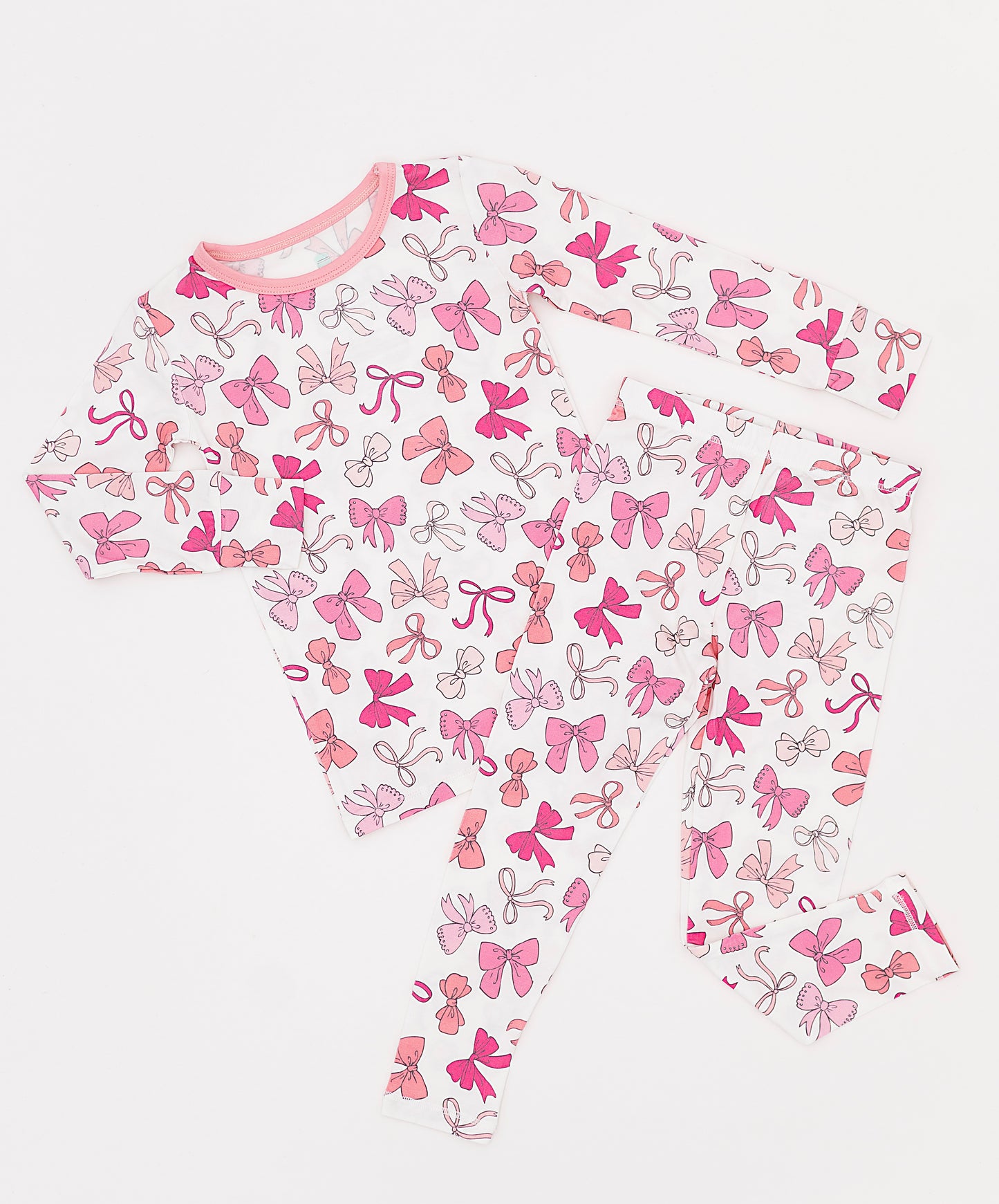 Pink Bows Long Sleeve Jammies Set