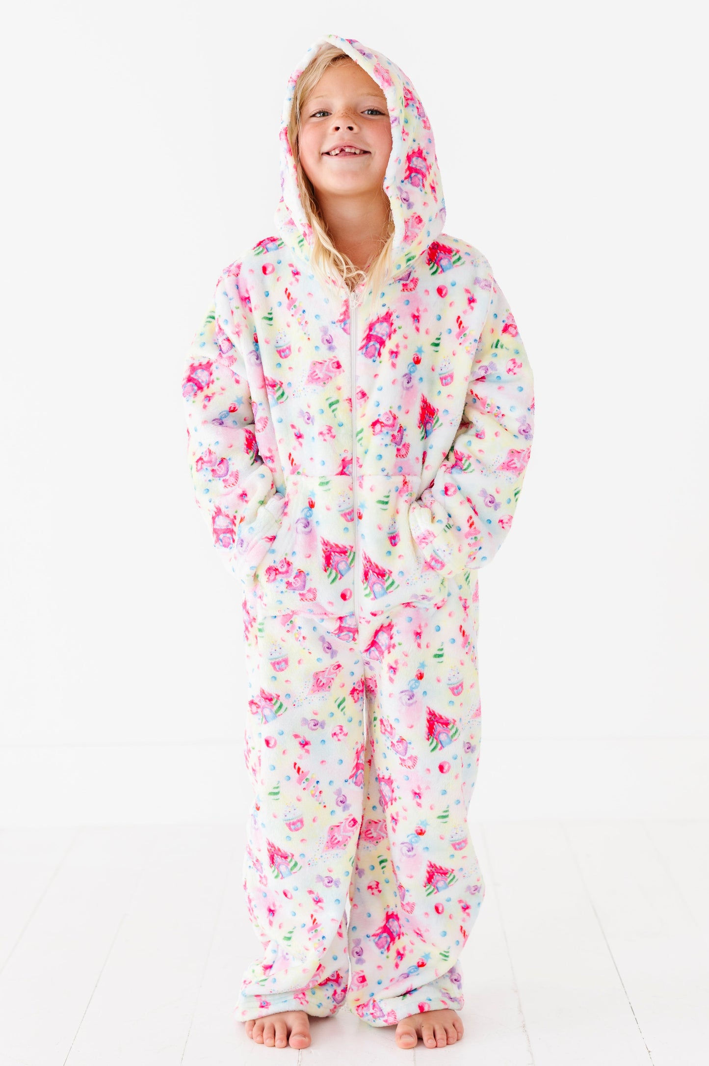 Plush Long Sleeve Onesie-Gingerbread Houses