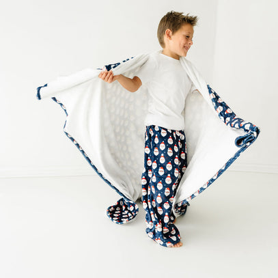Plush Blanket-Navy Vintage Santa