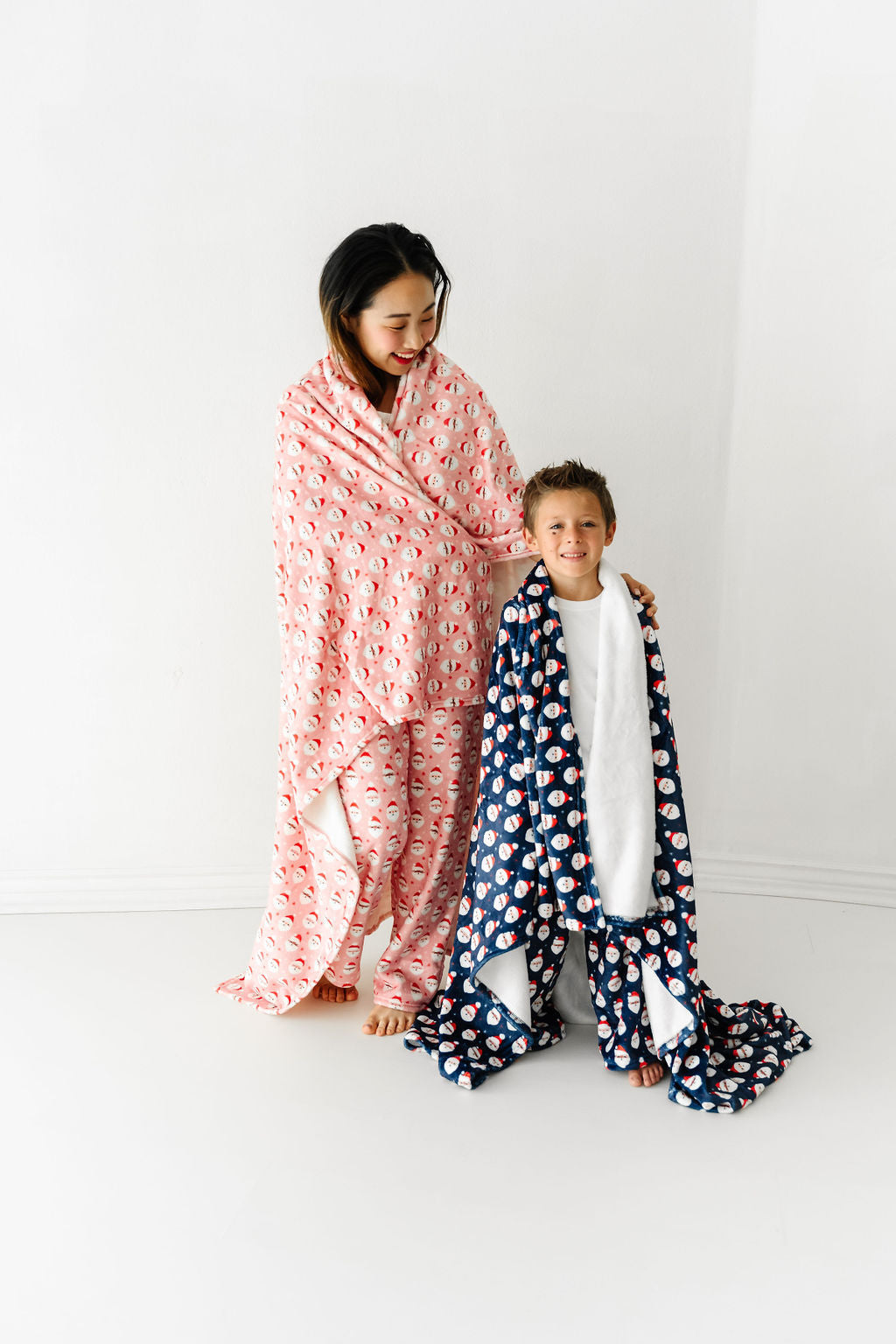 Stretch Plush Blanket-Vintage Santa Pink