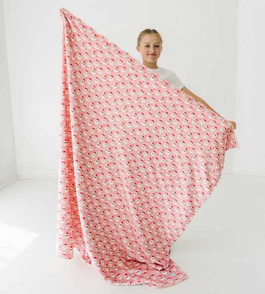 Stretch Plush Blanket-Vintage Santa Pink