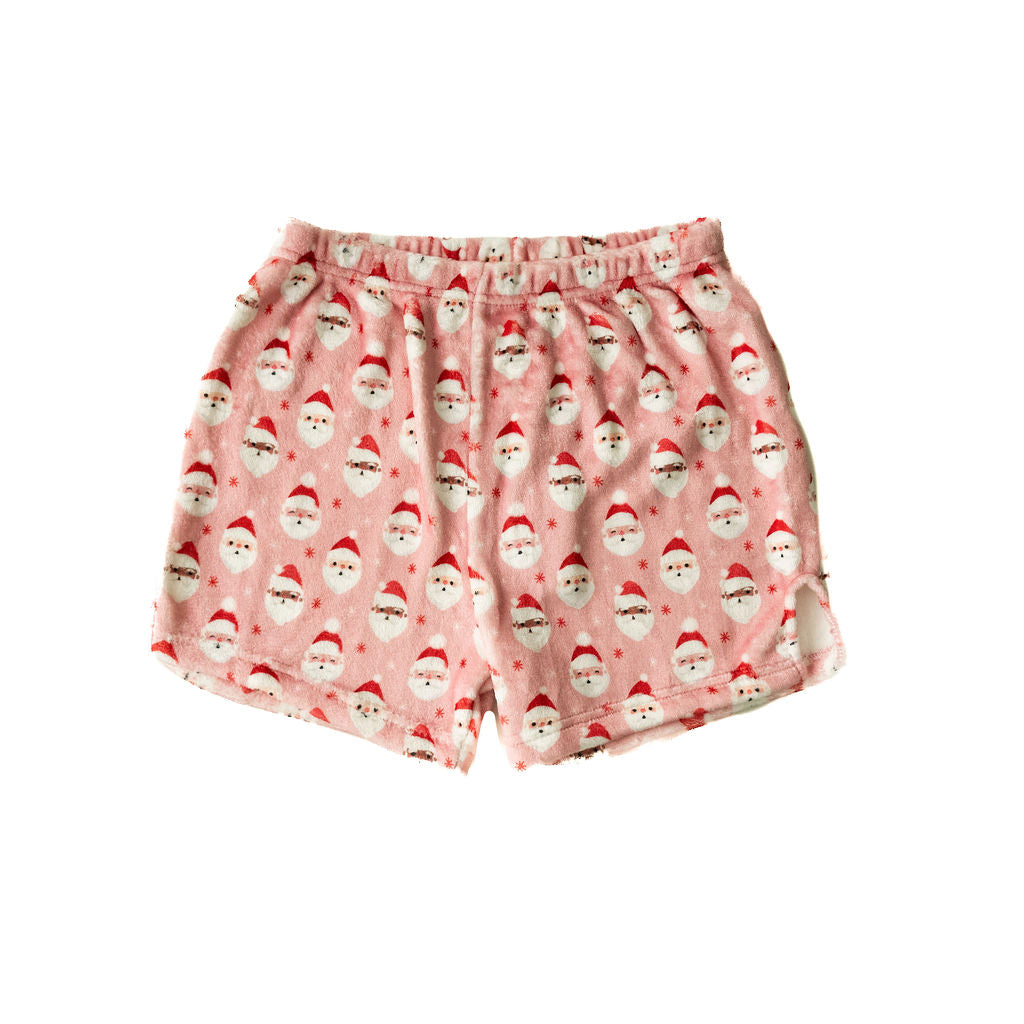 Stretch Plush Shorts-Vintage Santa Pink
