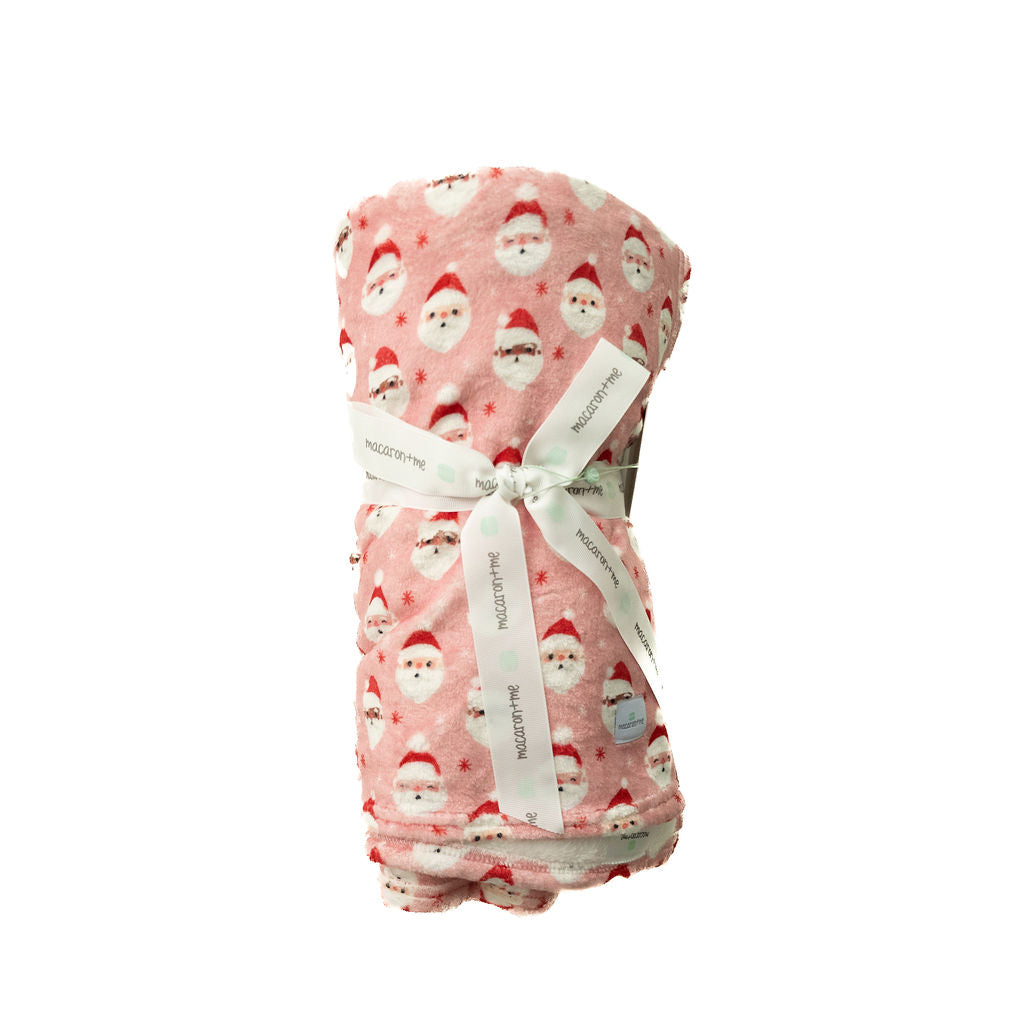 Stretch Plush Blanket-Vintage Santa Pink