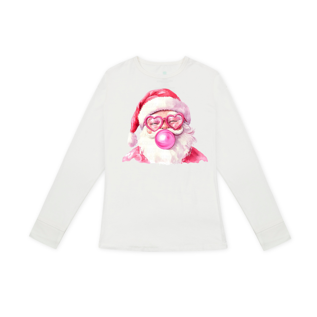 Long Sleeve Scoop Tee - Santa Face
