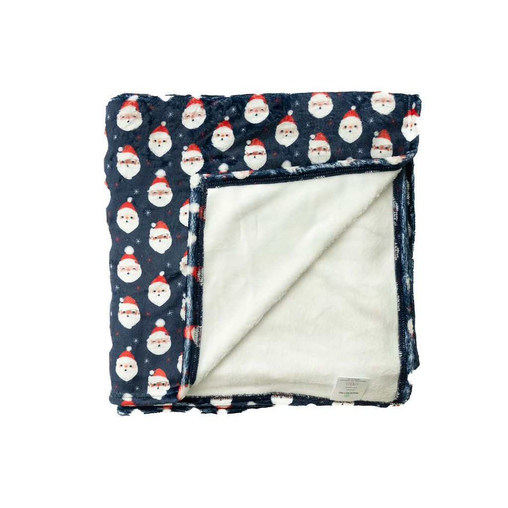 Plush Blanket-Navy Vintage Santa