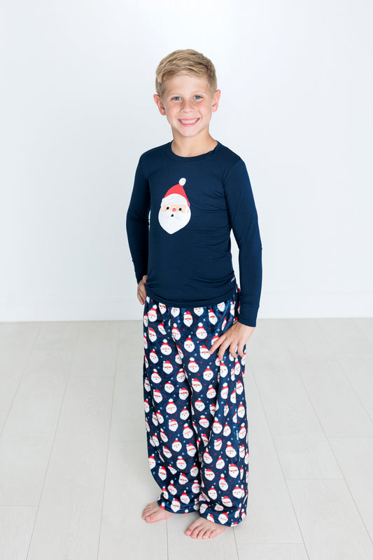 Plush Pants-Vintage Santa Navy