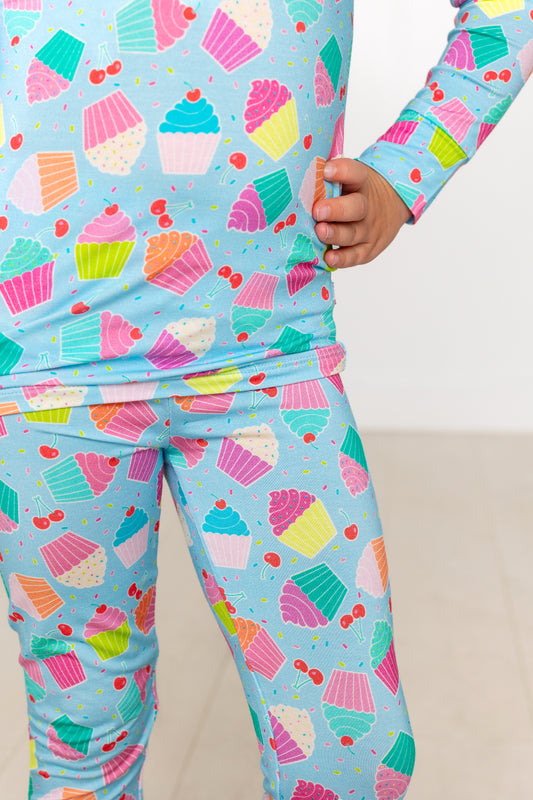 Blue Cupcake Long Sleeve Jammies Set