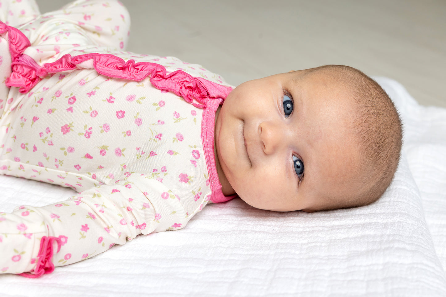 Rosebud Floral Ruffle Footie