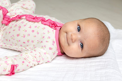 Rosebud Floral Ruffle Footie