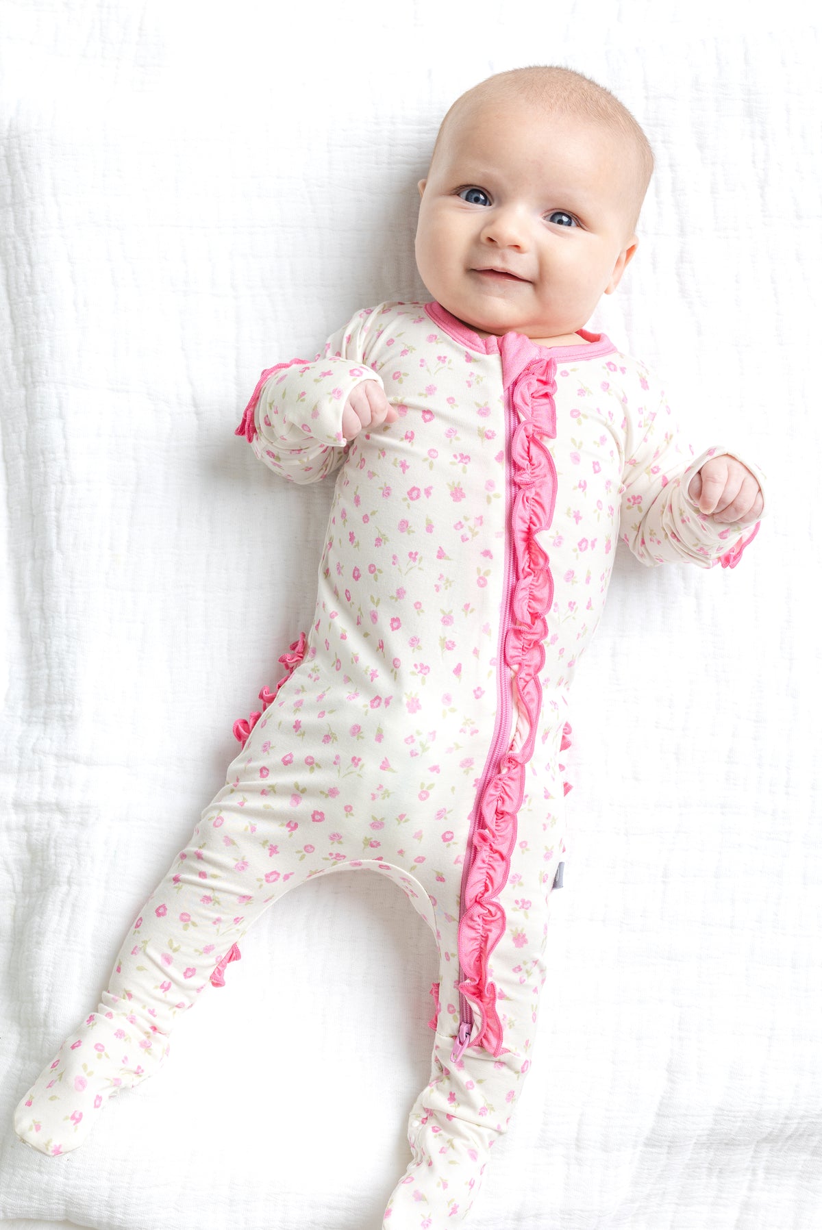 Rosebud Floral Ruffle Footie