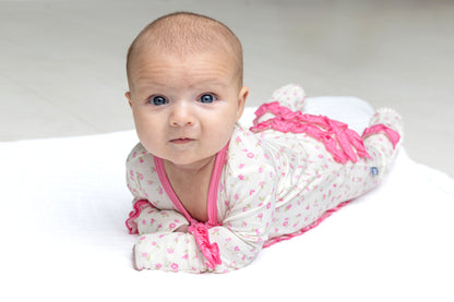 Rosebud Floral Ruffle Footie