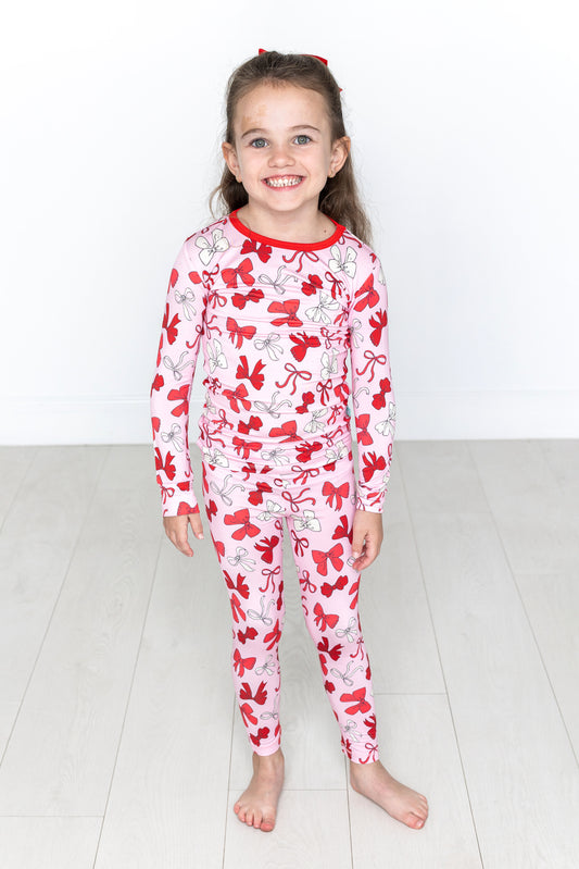 Red Bows Long Sleeve Jammies Set