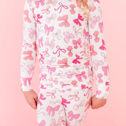 Pink Bows Long Sleeve Jammies Set