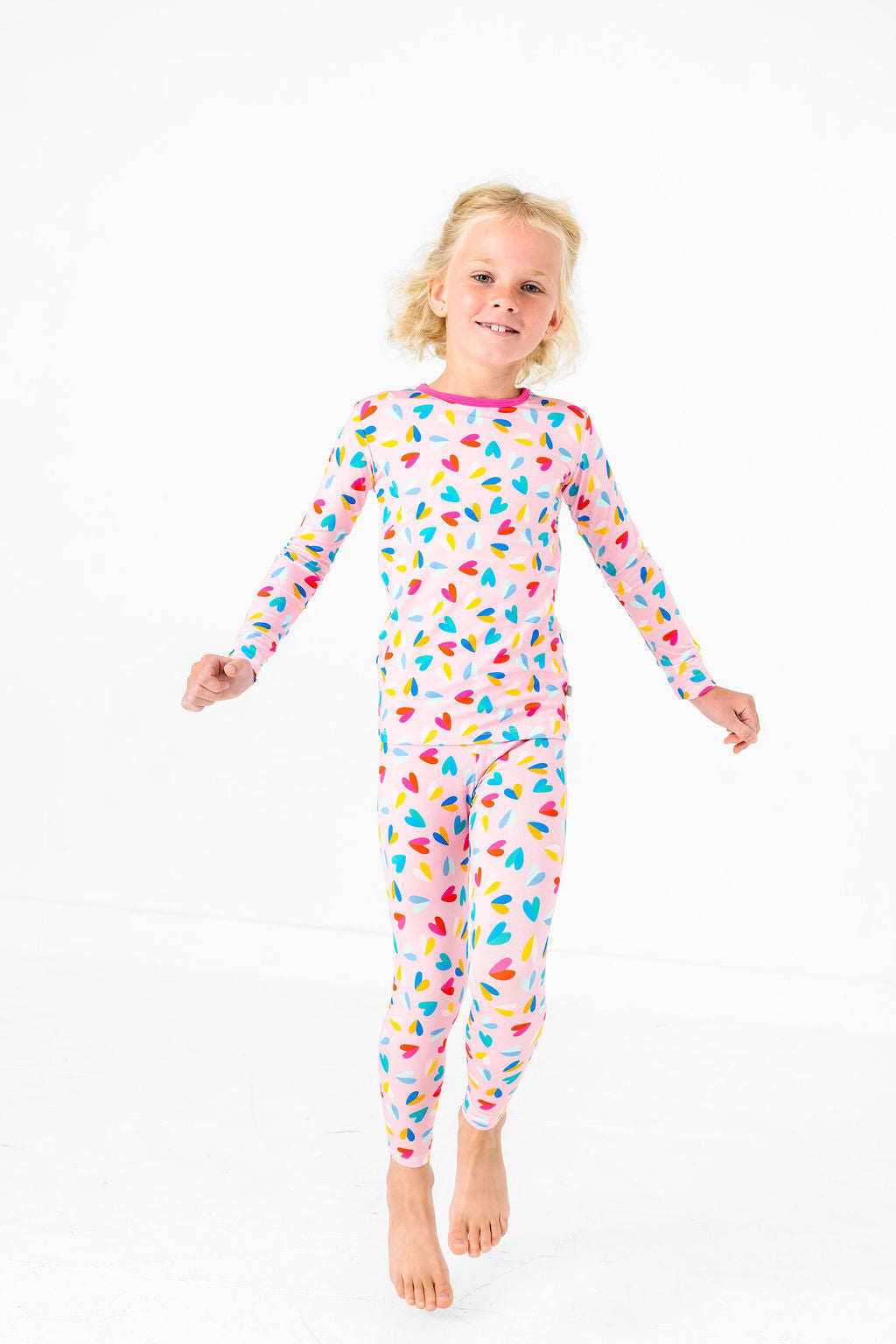 Two Tone Hearts Long Sleeve Jammies Set