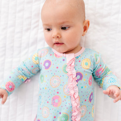 Turquoise Donuts Ruffle Footsie