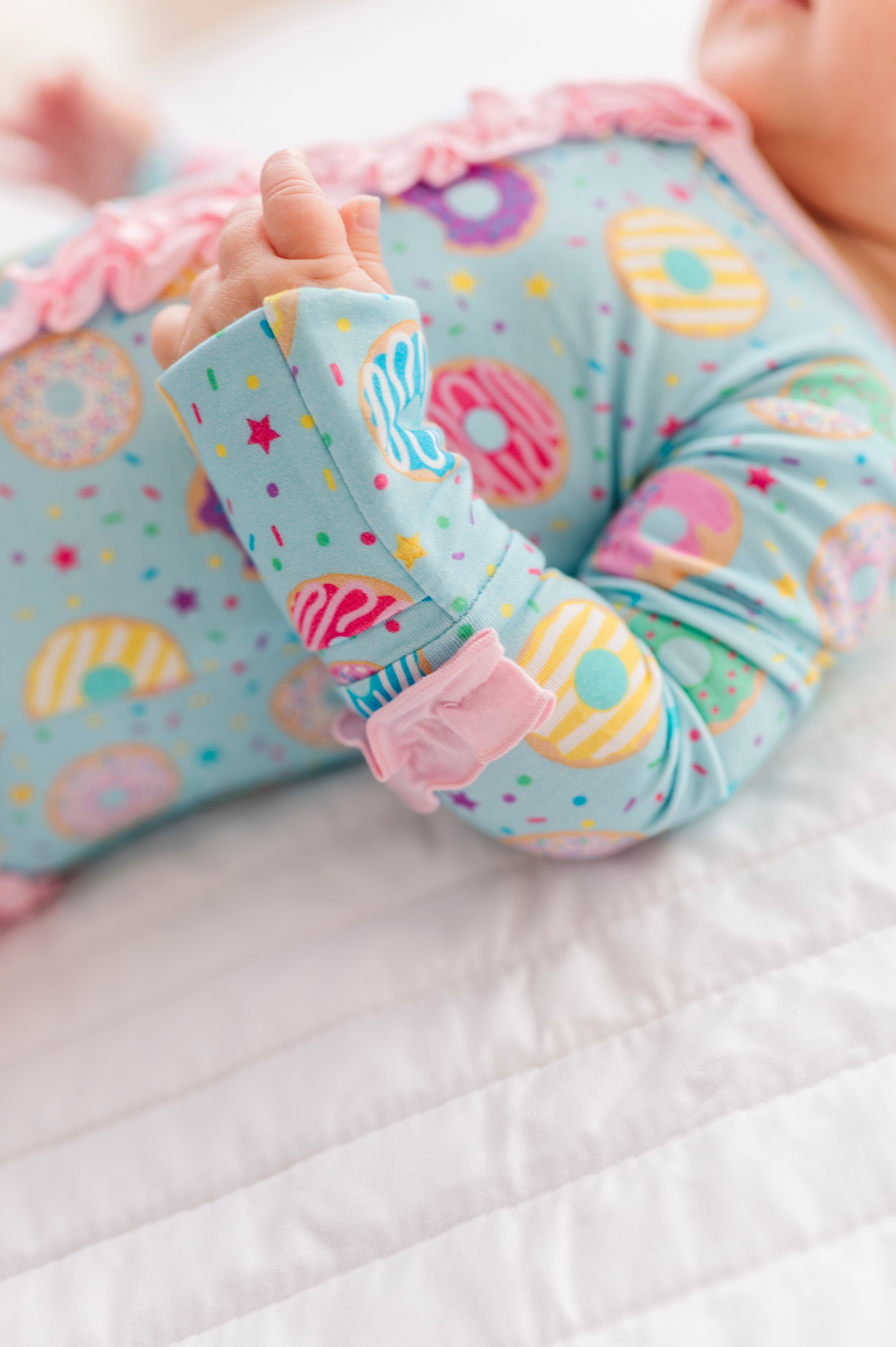 Turquoise Donuts Ruffle Footsie