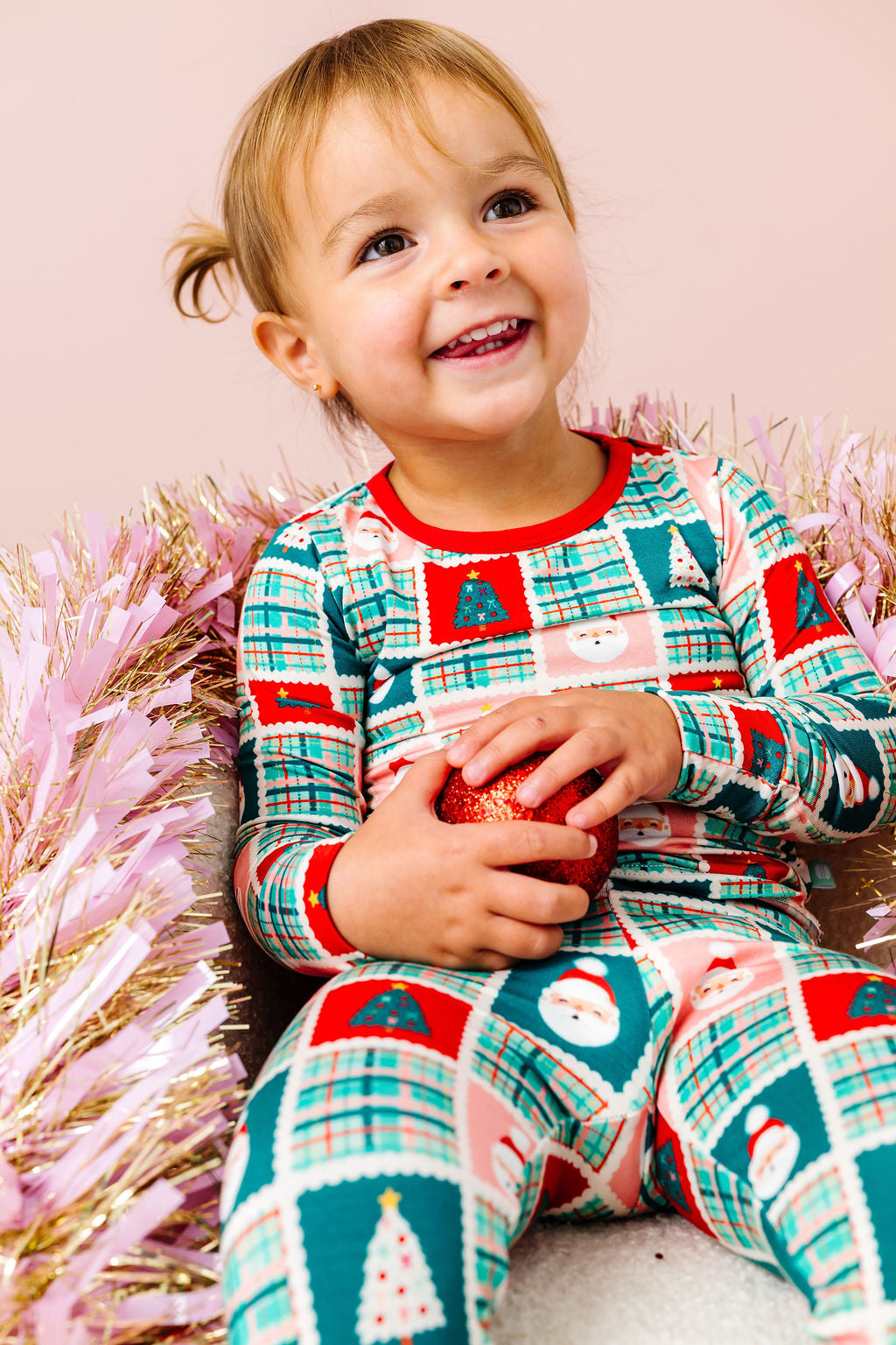Patchwork Santa Long Sleeve Jammies Set