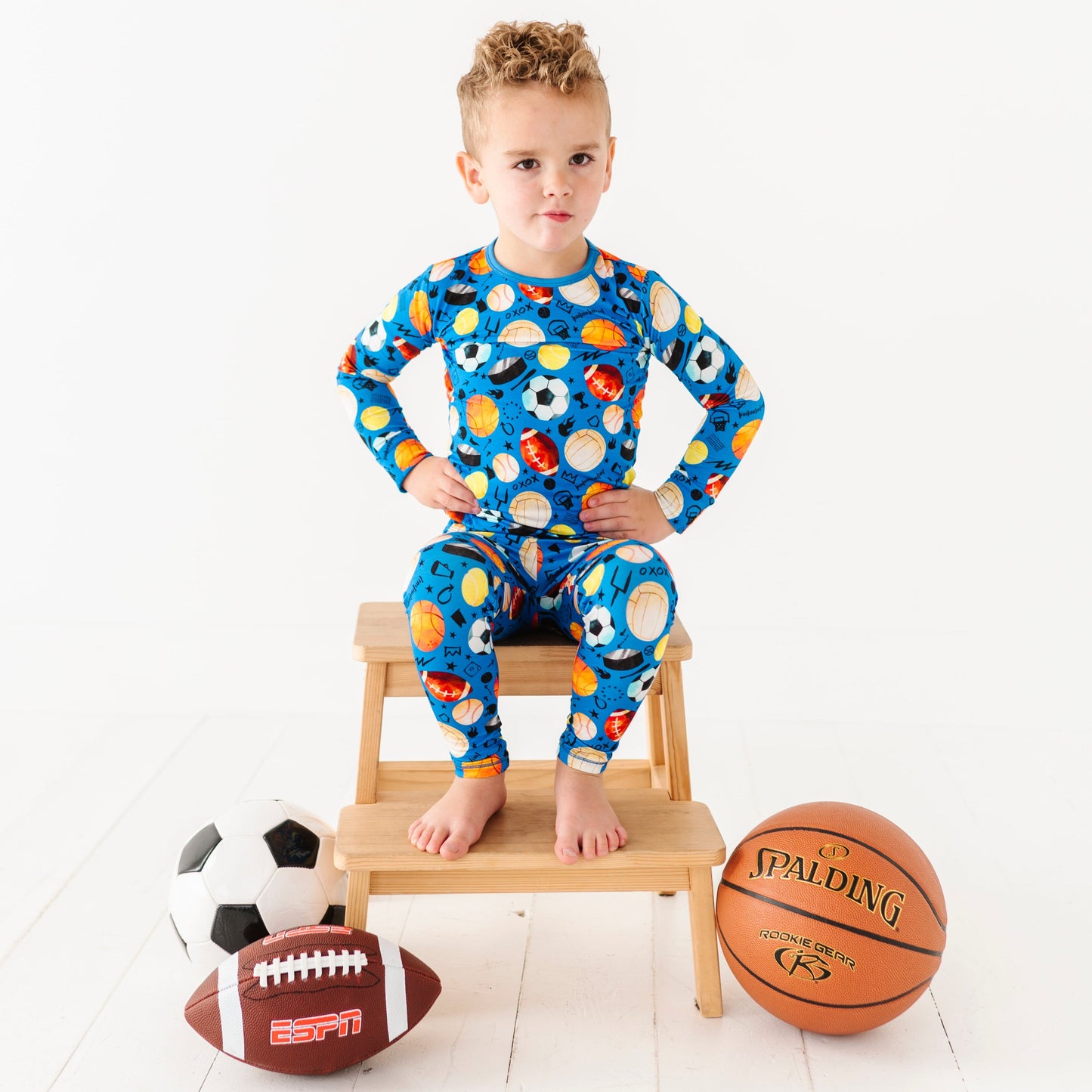 Blue Sports Long Sleeve Jammies Set