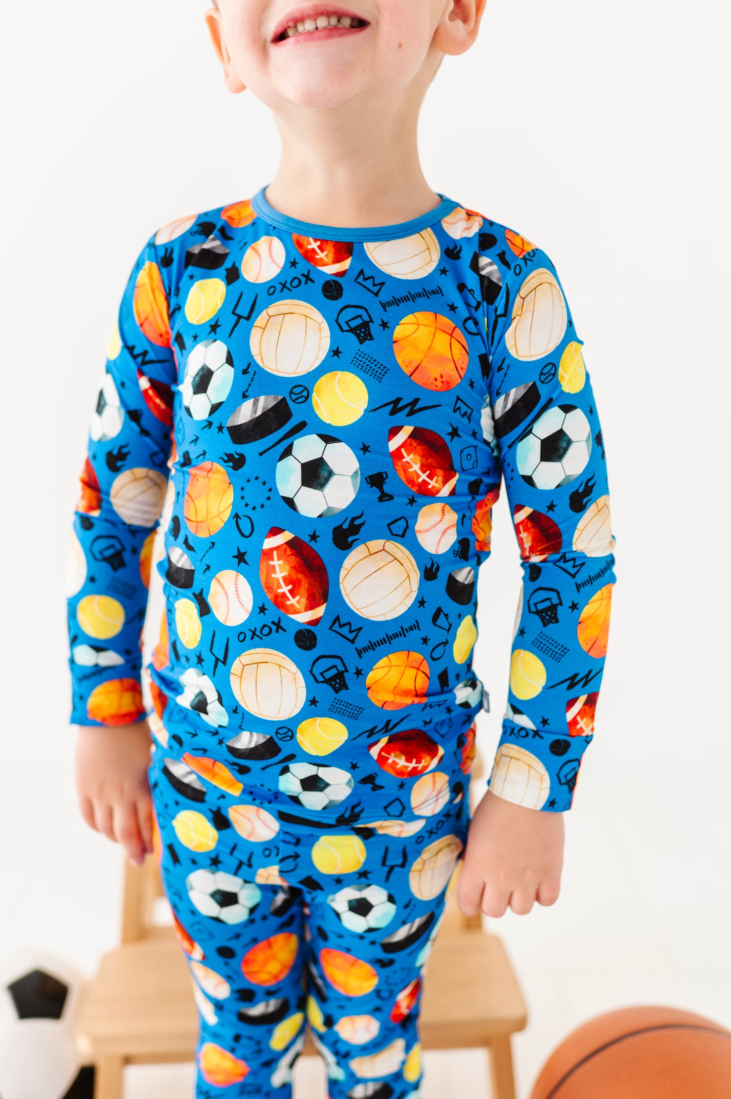 Blue Sports Long Sleeve Jammies Set