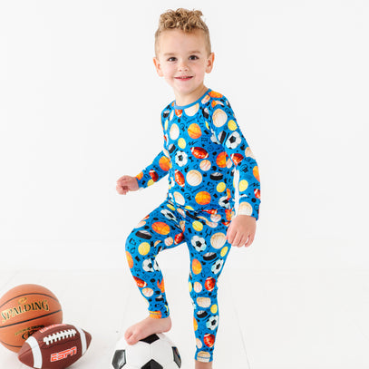 Blue Sports Long Sleeve Jammies Set