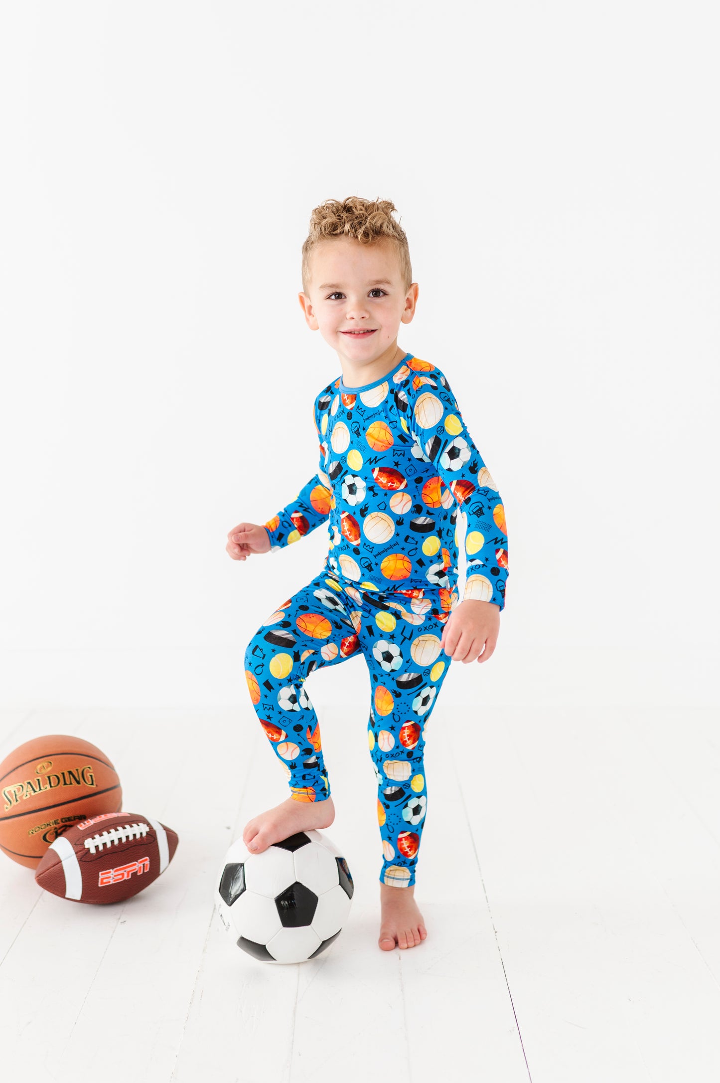 Blue Sports Long Sleeve Jammies Set