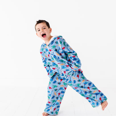 Plush Long Sleeve Onesie -Festive Dinos