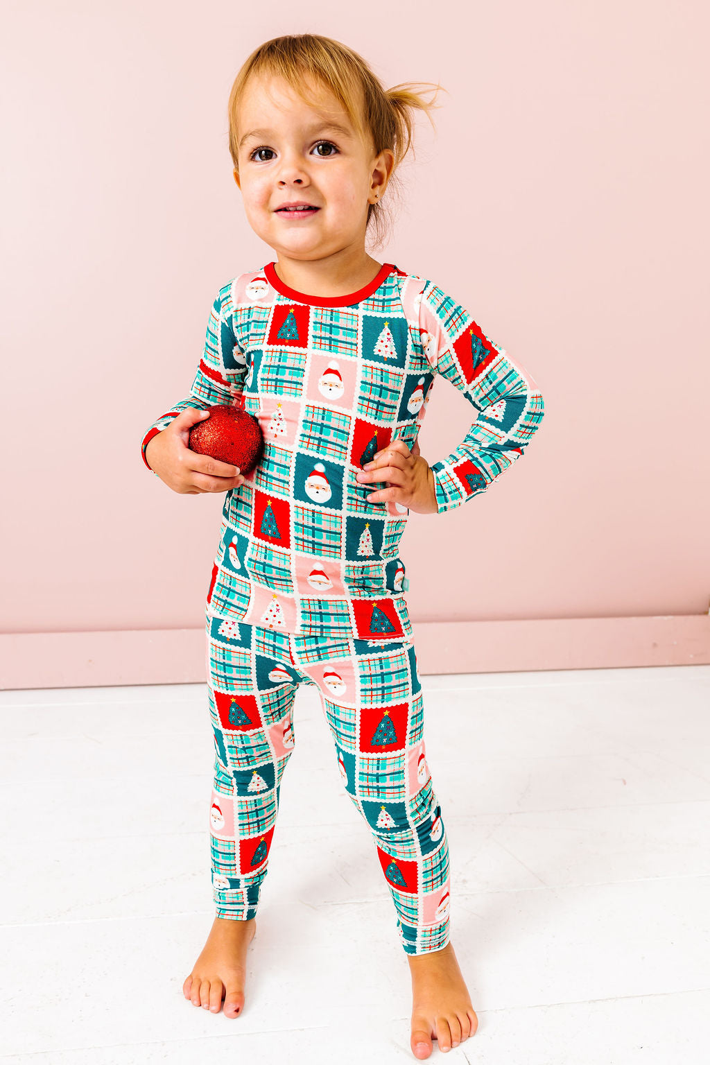 Patchwork Santa Long Sleeve Jammies Set