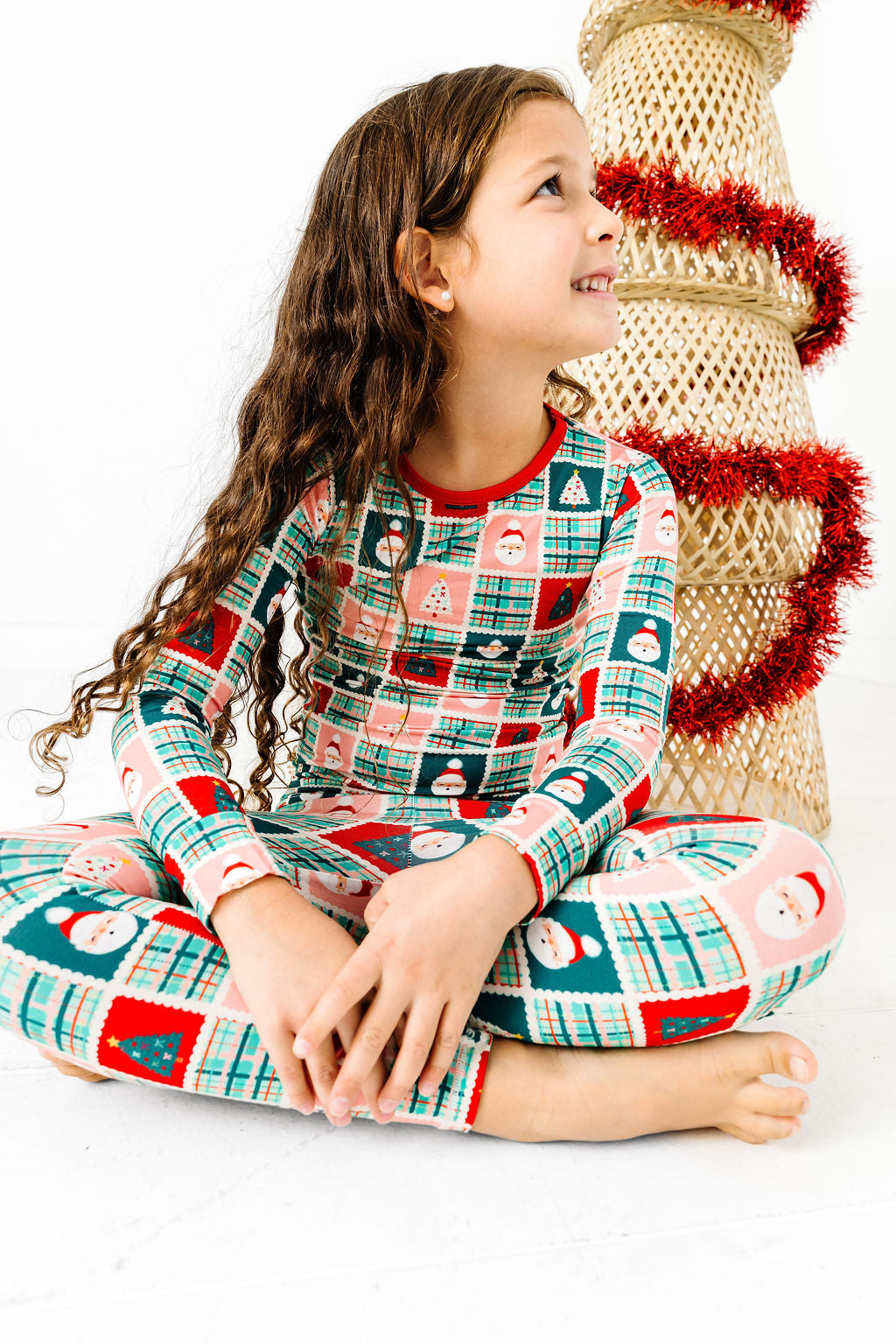 Patchwork Santa Long Sleeve Jammies Set