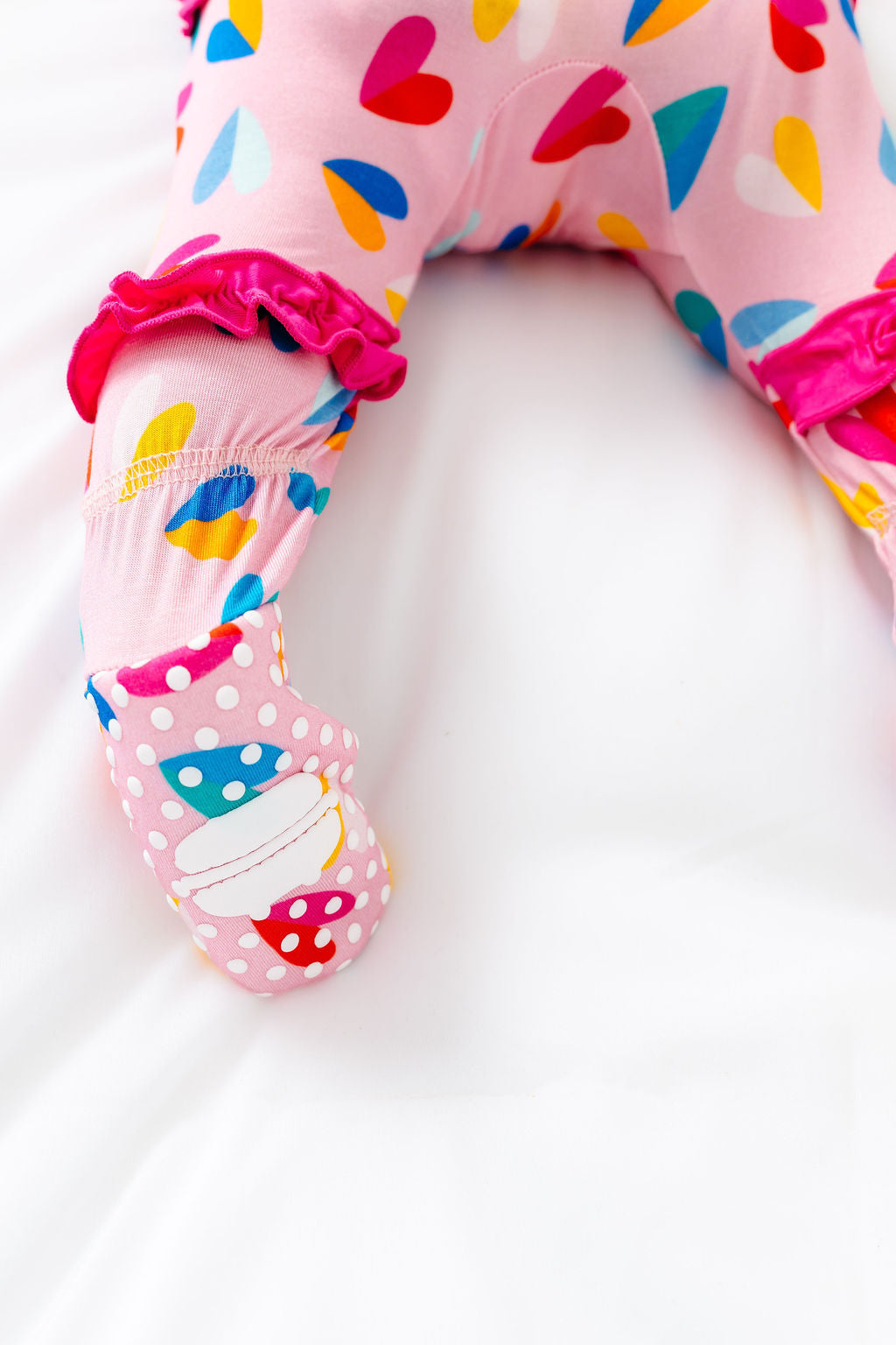 Two Tone Hearts Ruffle Footy