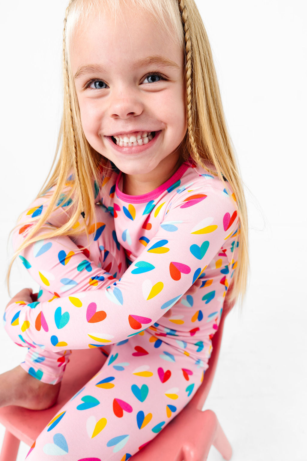 Two Tone Hearts Long Sleeve Jammies Set