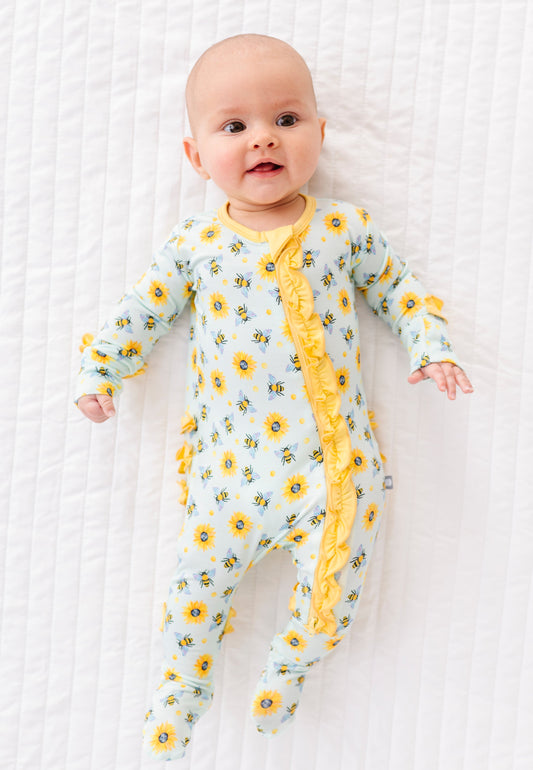 Honey Bees Ruffle Footie