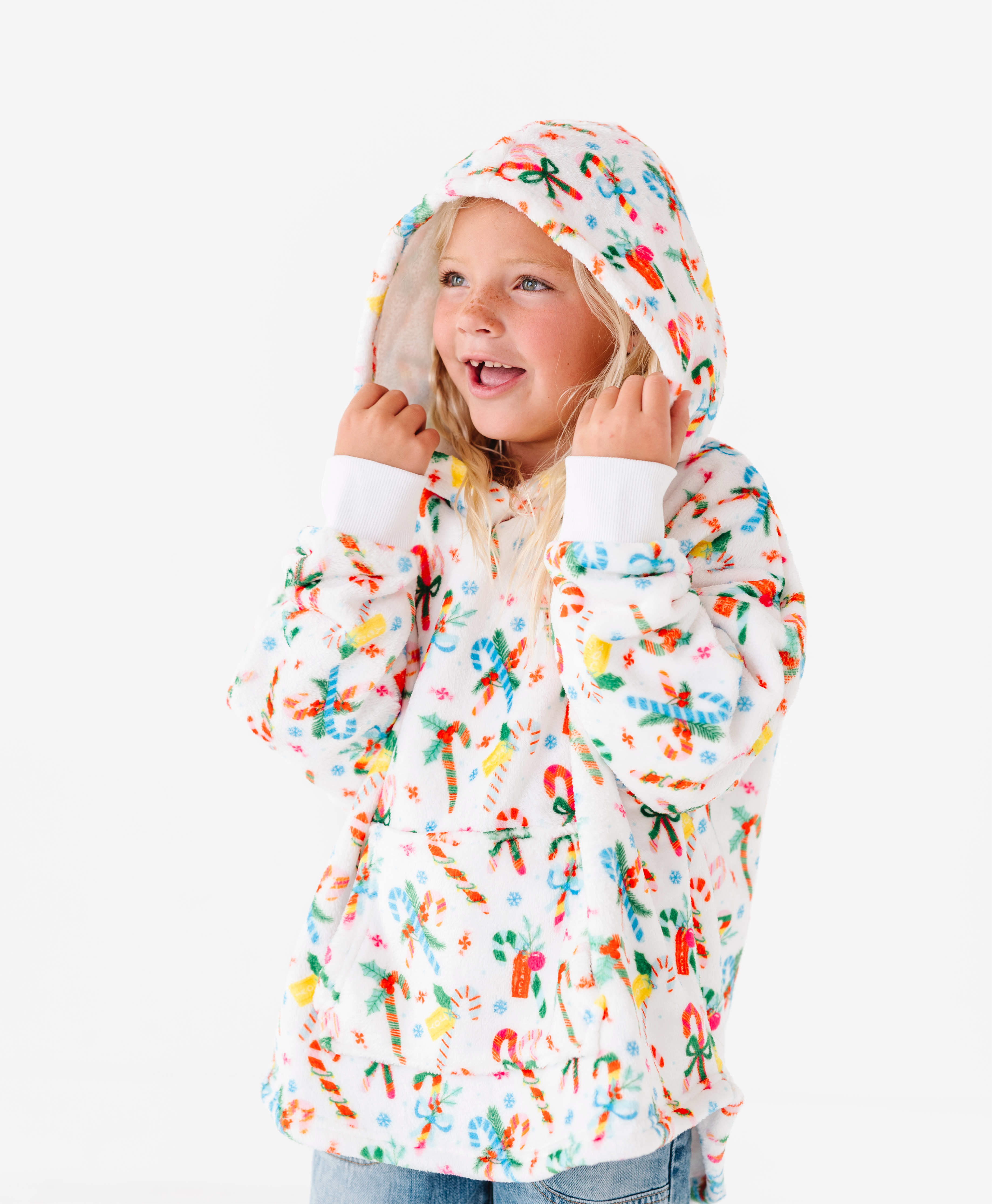 Plush Oversized Hoody - Candy Canes