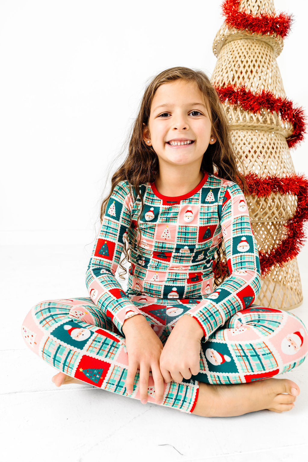 Patchwork Santa Long Sleeve Jammies Set