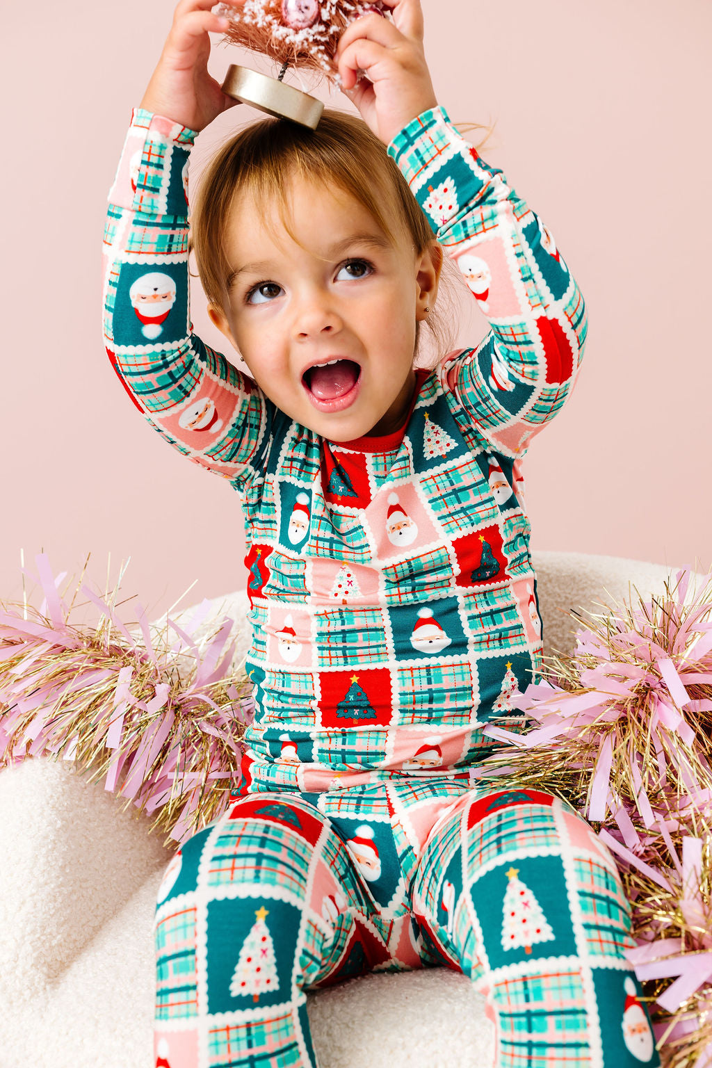 Patchwork Santa Long Sleeve Jammies Set