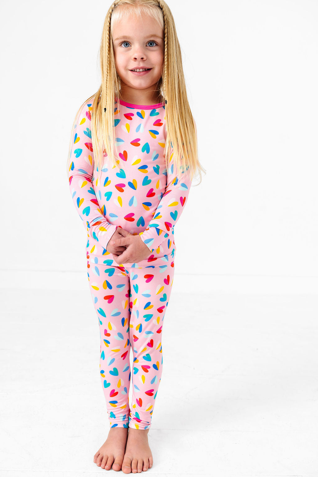 Two Tone Hearts Long Sleeve Jammies Set