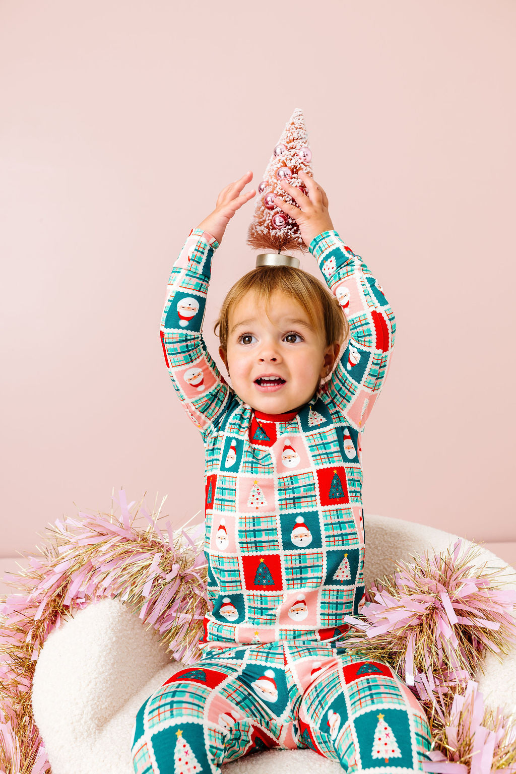 Patchwork Santa Long Sleeve Jammies Set