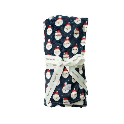Plush Blanket-Navy Vintage Santa