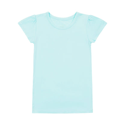 Little Girls Cap Sleeve Tee - TURQUOISE