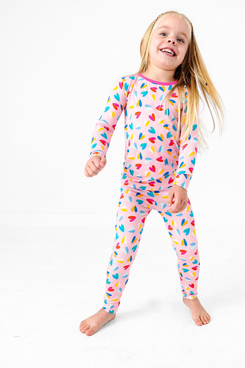 Two Tone Hearts Long Sleeve Jammies Set