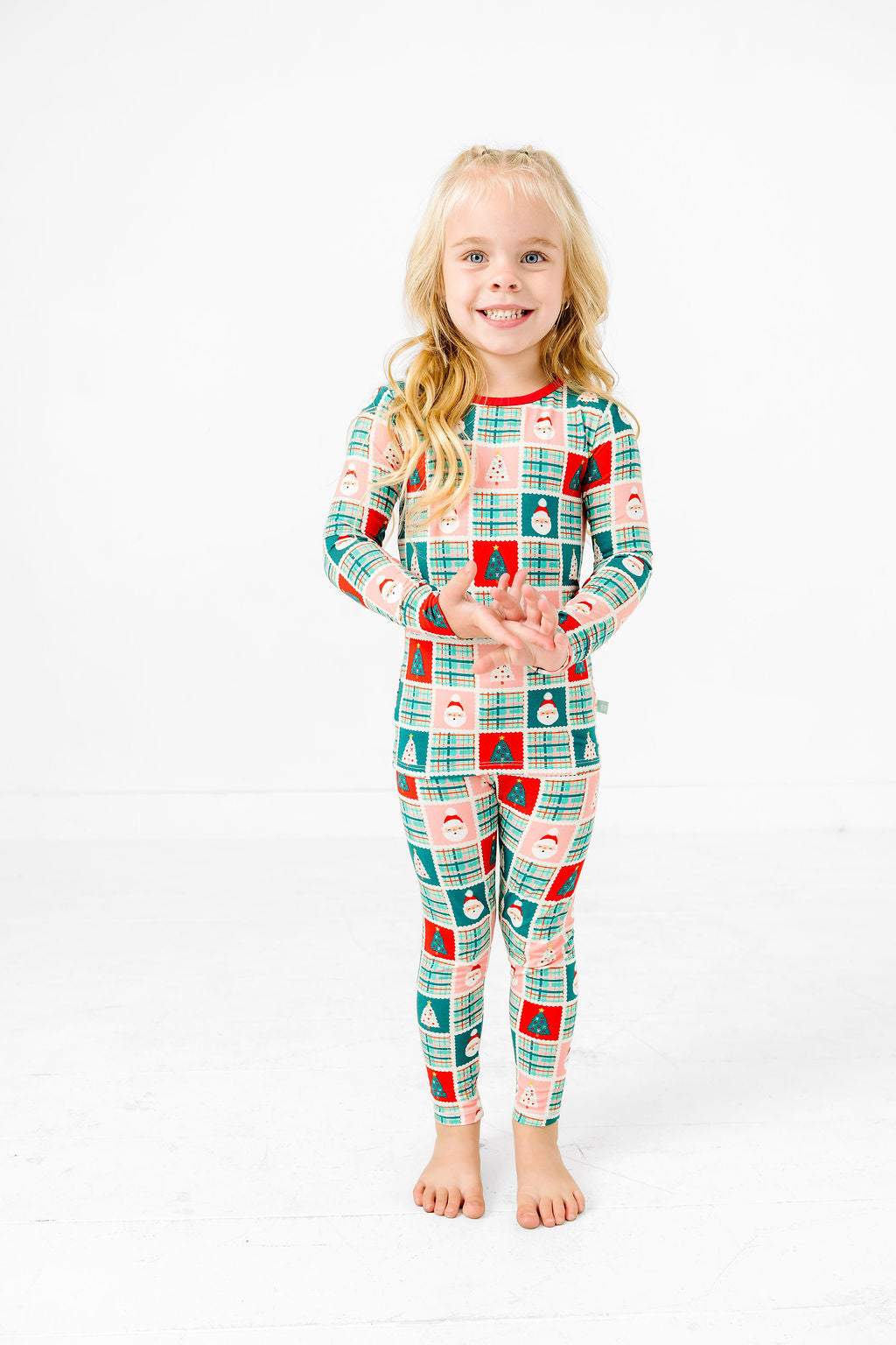 Patchwork Santa Long Sleeve Jammies Set