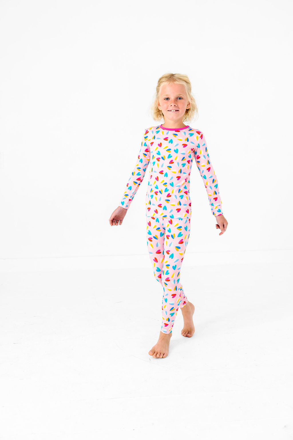 Two Tone Hearts Long Sleeve Jammies Set