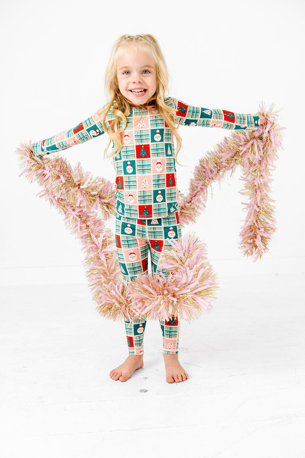 Patchwork Santa Long Sleeve Jammies Set